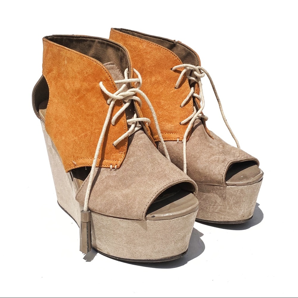 H&M Tan / Orange Suede Wedges